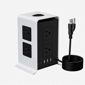 White 8 Way USB Multi Plug Socket